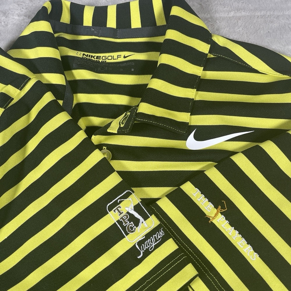 Nike Polo Shirt‎ Mens M Yellow Striped TPC Sawgrass The Players Championship